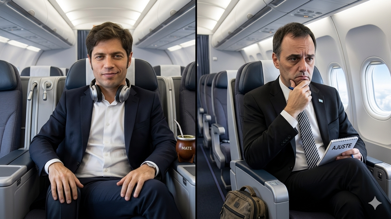 Kicillof viajó en avión de línea a España y pagó el pasaje de su bolsillo